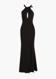 Marchesa Notte - Cutout bow-detailed stretch-crepe gown - Black - US 0