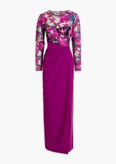 Marchesa Notte - Cutout embroidered tulle and crepe gown - Pink - US 2