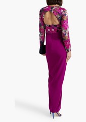 Marchesa Notte - Cutout embroidered tulle and crepe gown - Pink - US 2