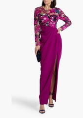 Marchesa Notte - Cutout embroidered tulle and crepe gown - Pink - US 2