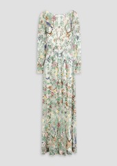 Marchesa Notte - Cutout embroidered tulle gown - Green - US 2