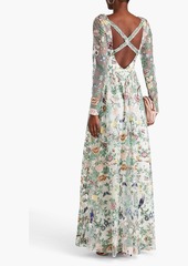 Marchesa Notte - Cutout embroidered tulle gown - Green - US 6