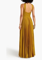 Marchesa Notte - Cutout pleated sateen gown - Yellow - US 6