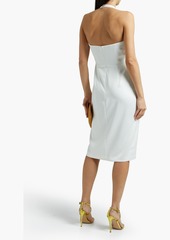 Marchesa Notte - Embellished draped pleated crepe halterneck dress - White - US 2
