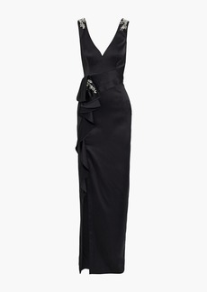 Marchesa Notte - Embellished satin gown - Black - US 2