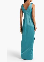 Marchesa Notte - Embellished ruffled satin-crepe gown - Blue - US 2