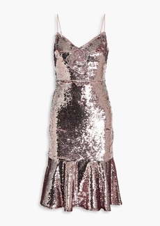 Marchesa Notte - Fluted sequined tulle dress - Pink - US 0