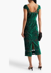 Marchesa Notte - Embroidered velvet-appliquéd tulle dress - Green - US 6