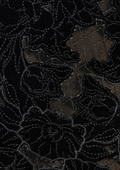 Marchesa Notte - Embroidered lace-appliquéd stretch-tulle midi dress - Black - US 4