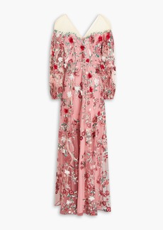 Marchesa Notte - Embroidered tulle gown - Pink - US 2