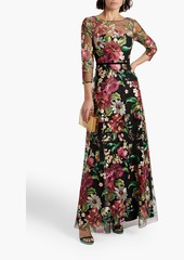 Marchesa Notte - Embroidered tulle gown - Black - US 4