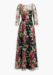 Marchesa Notte - Embroidered tulle gown - Black - US 4