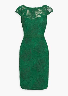 Marchesa Notte - Embroidered tulle mini dress - Green - US 2