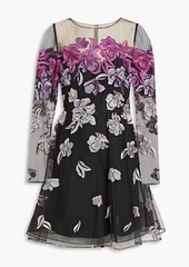Marchesa Notte - Embroidered tulle mini dress - Pink - US 4