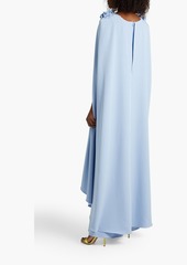 Marchesa Notte - Cape-effect floral-appliquéd cady gown - Blue - US 0