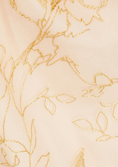 Marchesa Notte - Floral-appliquéd embroidered tulle dress - Neutral - US 6