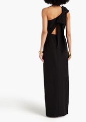 Marchesa Notte - One-shoulder bow-embellished cutout cady gown - Black - US 4