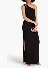 Marchesa Notte - One-shoulder bow-embellished cutout cady gown - Black - US 4