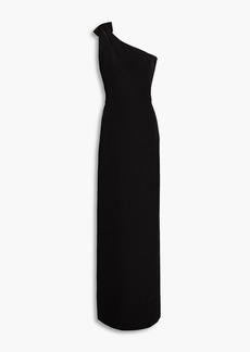 Marchesa Notte - One-shoulder bow-embellished cutout cady gown - Black - US 4