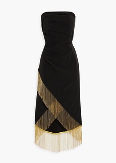 Marchesa Notte - Strapless fringed crepe dress - Black - US 2