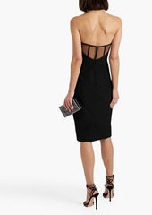Marchesa Notte - Strapless tulle-paneled crepe dress - Black - US 2