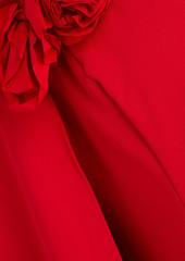 Marchesa Notte - Tulle-paneled cape-effect stretch-crepe gown - Red - US 2