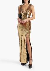 Marchesa Notte - Tulle-paneled sequined chiffon gown - Metallic - US 6
