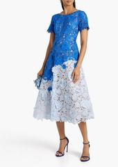 Marchesa Notte - Two-tone guipure lace midi dress - Blue - US 2