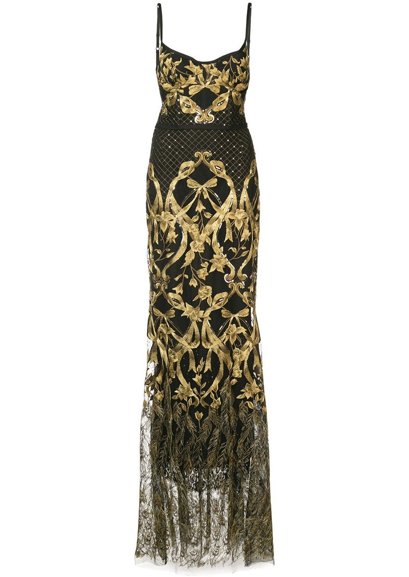 Marchesa embroidered corset gown