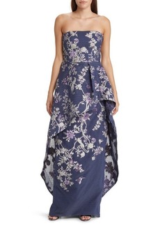 Marchesa Notte Embroidered Floral Strapless Gown