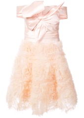 Marchesa frill-embroidered dress