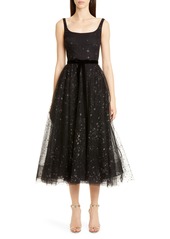 Marchesa Notte Glitter Star Tulle Cocktail Dress in Black at Nordstrom