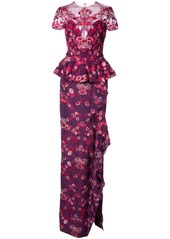 Marchesa peplum floral gown