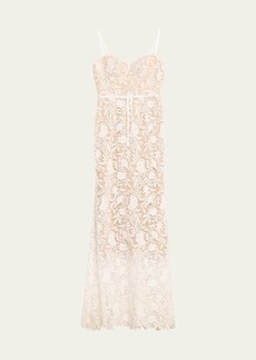 Marchesa Notte Sleeveless Floral Lace Sweetheart Gown