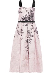 Marchesa Notte Woman Bow-embellished Pleated Metallic Printed Jacquard Gown Pastel Pink