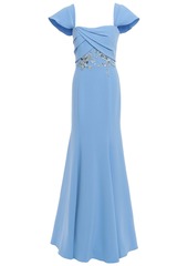 Marchesa Notte Woman Off-the-shoulder Embellished Crepe Gown Light Blue