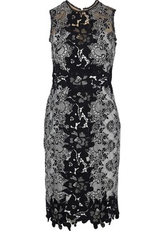 Marchesa Notte Woman Paneled Guipure And Corded Lace Dress Black