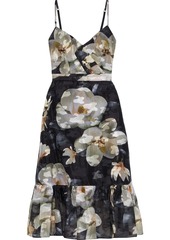 Marchesa Notte Woman Floral-print Metallic Fil Coupé Organza Midi Dress Black