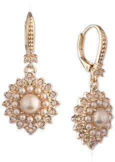 Marchesa Pave & Imitation Pearl Cluster Drop Earrings - Gold