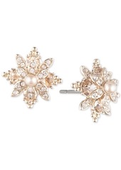 Marchesa Pave & Imitation Pearl Flower Stud Earrings