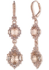 Marchesa Rose Gold-Tone Crystal Cluster Flower Double Drop Earrings - Rose Gold
