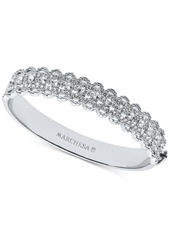 Marchesa Silver-Tone Crystal Filigree Bangle Bracelet