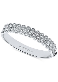 Marchesa Silver-Tone Crystal Filigree Bangle Bracelet - Rhodium