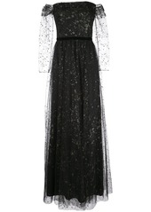 Marchesa off-the-shoulder glitter tulle gown