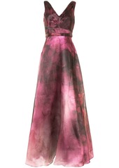Marchesa printed flared gown