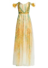 Marchesa Printed Tulle Gown