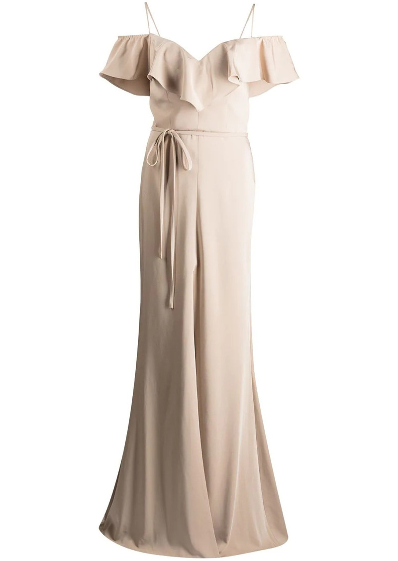 Marchesa ruffle-trim floor-length gown
