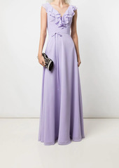 Marchesa ruffle-trim floor-length gown