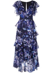Marchesa ruffled floral print dress