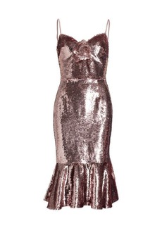 Marchesa Sequin-Embellished Midi-Dress